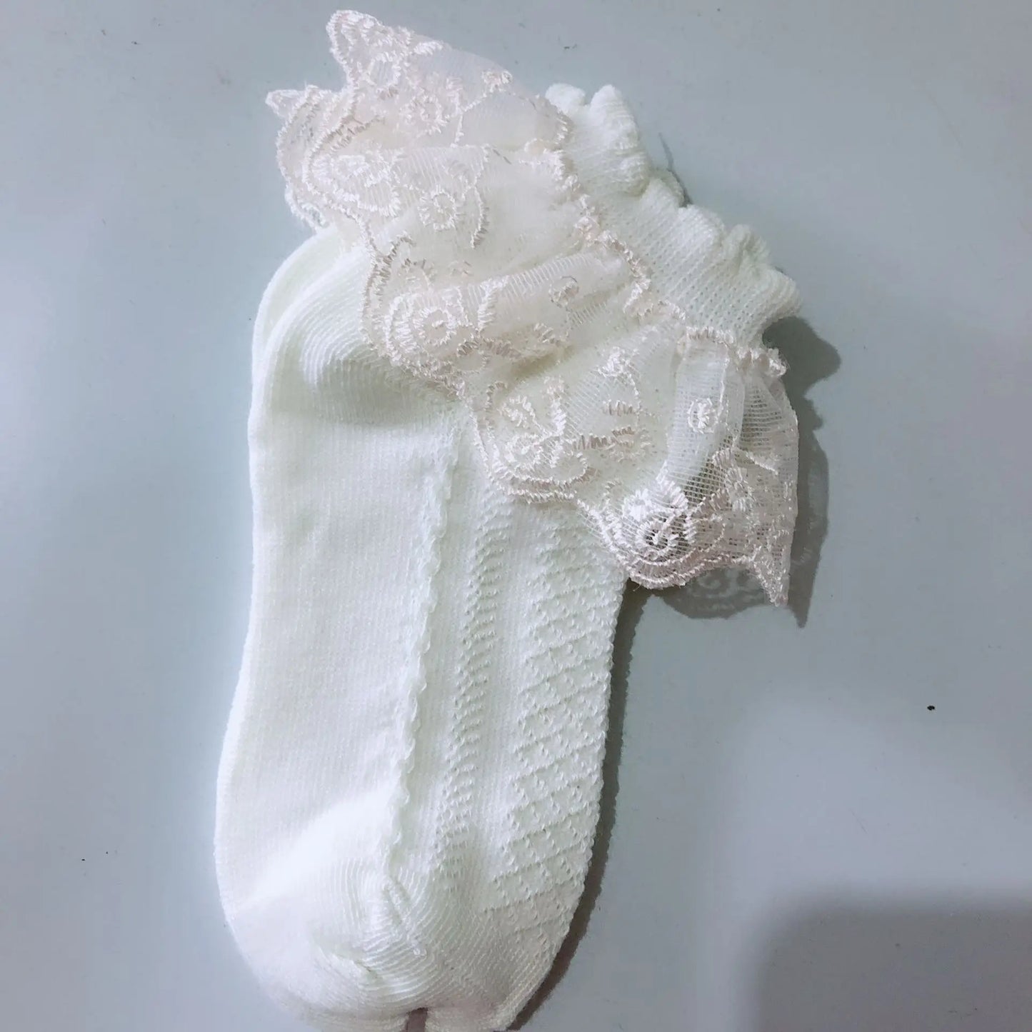 Baby Girls Ankle Socks Breathable Cotton Lace with Ruffle Princess Mesh Sock Children Dance Socks