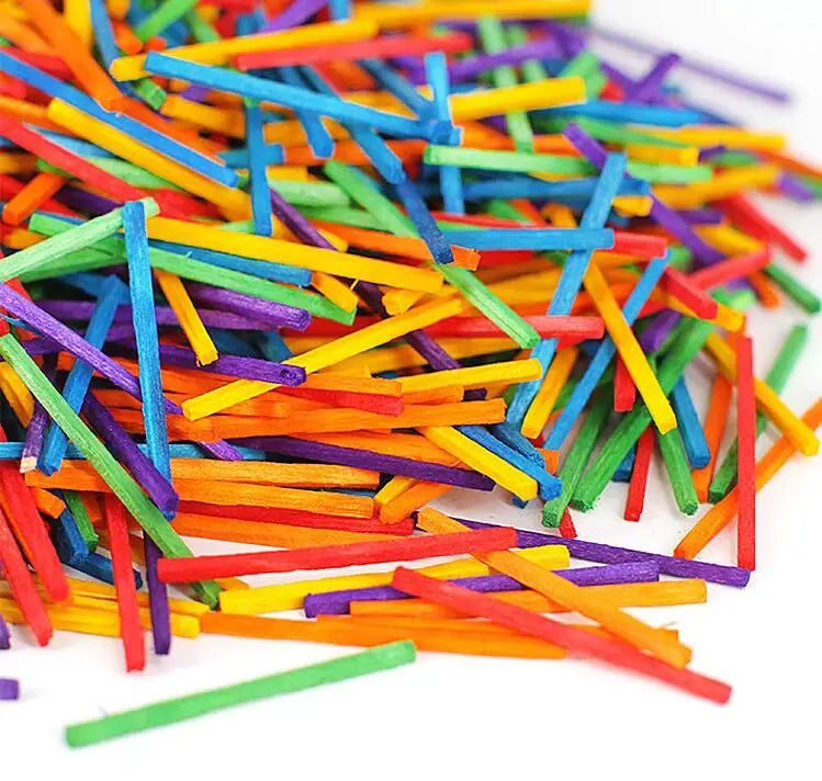 1000Pcs Color Matchstick Wooden Sticks Kindergarten Children Hand Material Creative Wood DIY Crafts Decoupage Wood Ornaments GYH