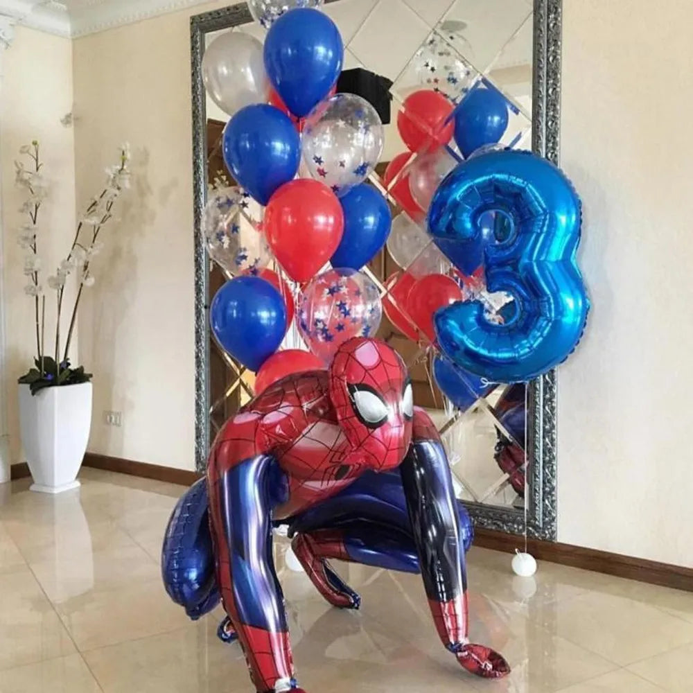 Big 3D Spiderman Iron Man Hero Aluminum Foil Balloons Birthday Party Decorations Kids Cartoon Baby Shower Supplies