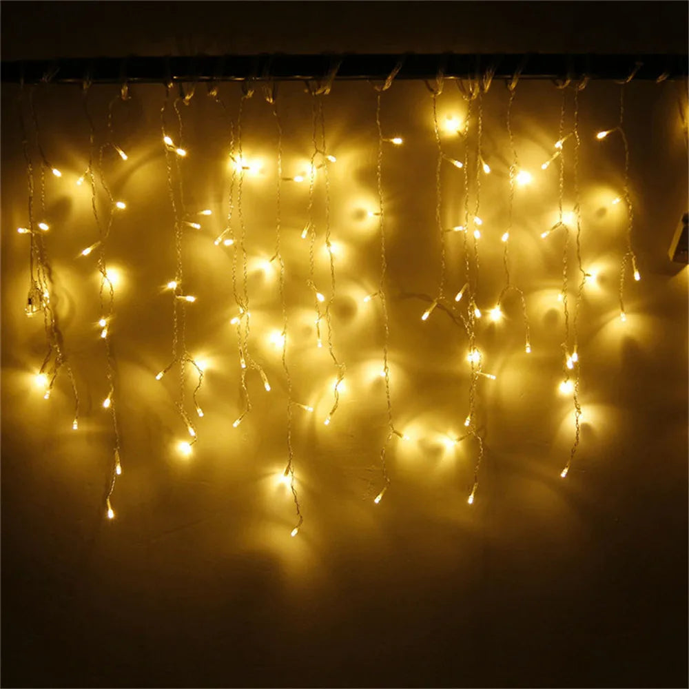 Christmas String Lights 5M LED Curtain Icicle Garland String Lights Droop 0.4-0.6m Decoration for Eaves Garden Street Outdoor