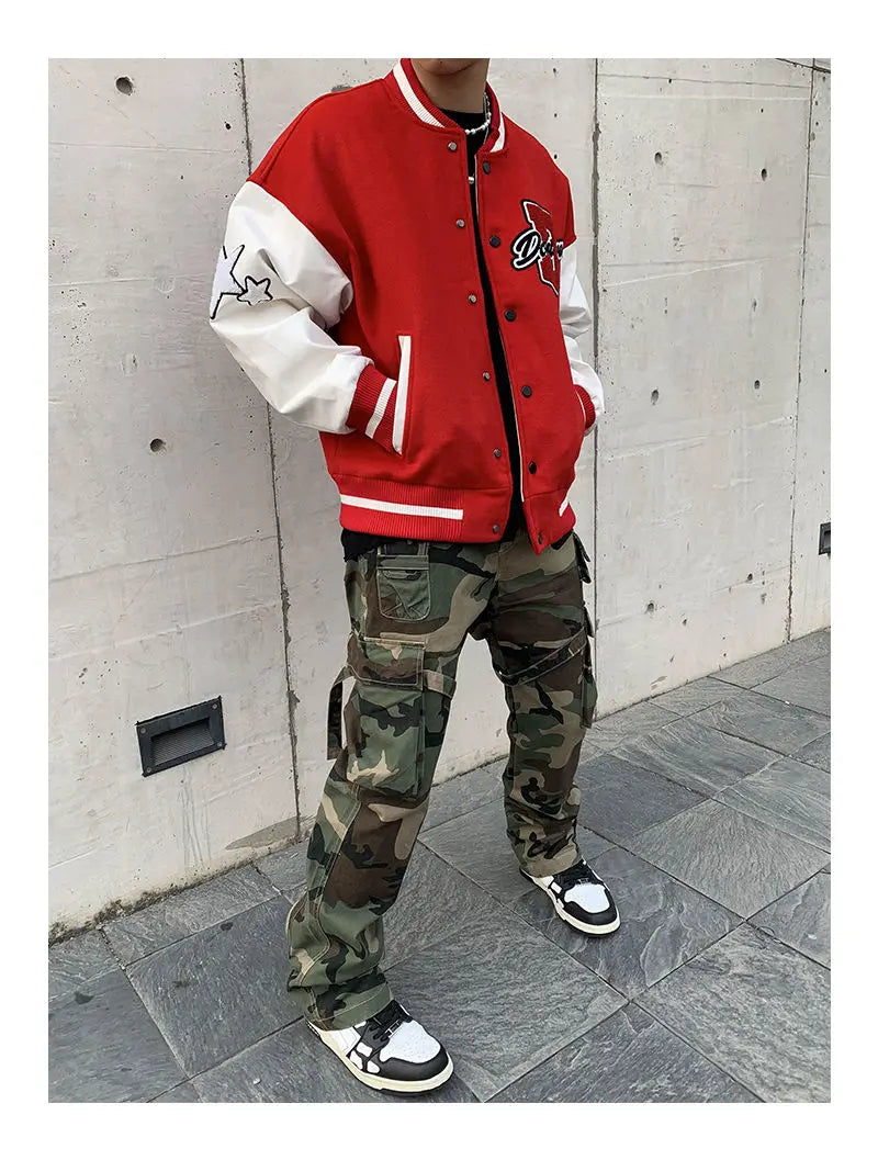 Embroidered jacket for men's Y2K street hip-hop retro baseball uniform