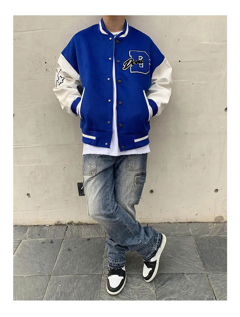 Embroidered jacket for men's Y2K street hip-hop retro baseball uniform