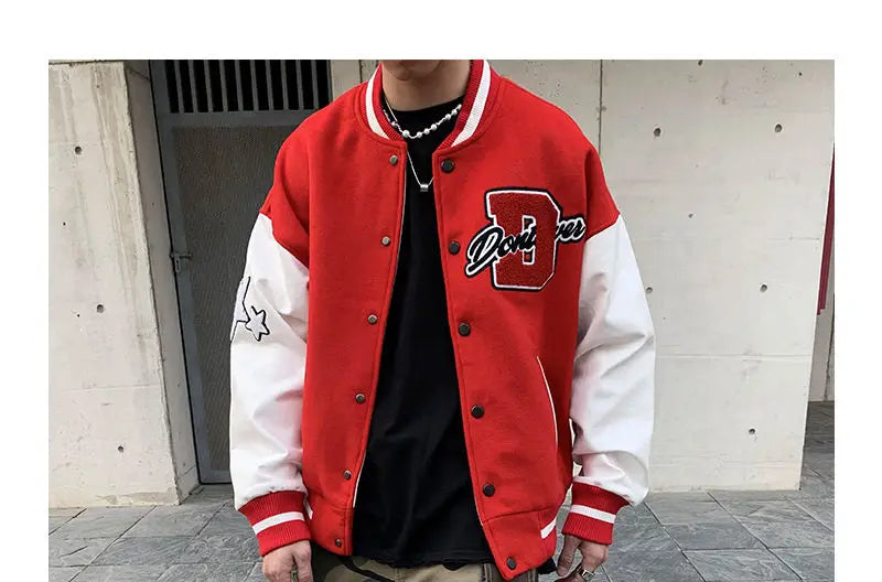 Embroidered jacket for men's Y2K street hip-hop retro baseball uniform