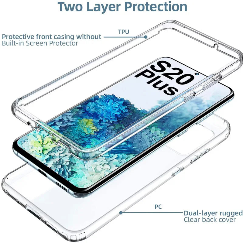 360 Full Cover For Samsung Galaxy S21FE S20FE S22 S21 S20 S10 Plus S23 S24 Ultra S23FE S105G A15 Double Crystal Silicone Cases