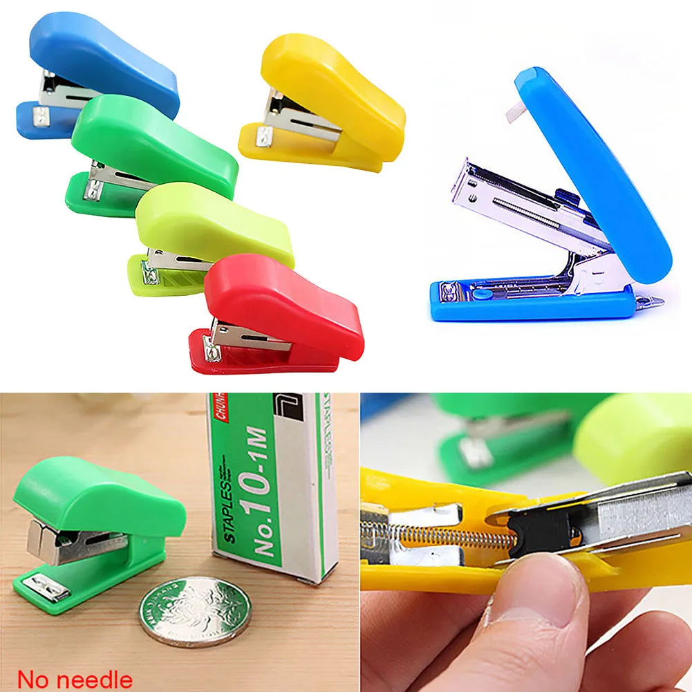 Random Color Stapler Solid Office Stationery Cute Mini Without Stapler Student Use Small Portable Plastic For No. 10 Staples