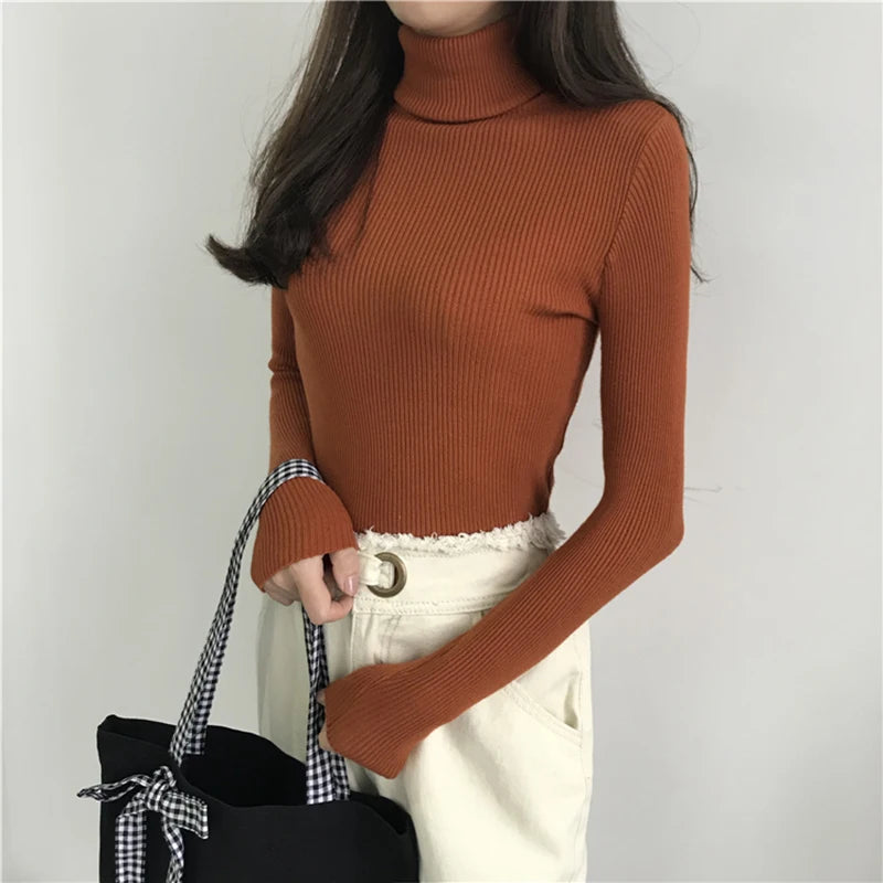 Turtleneck Sweater Women's 2024 Autumn Winter Tops Korean Slim Women Pullover Jumper Knitted Sweater Pull Femme Hiver Truien