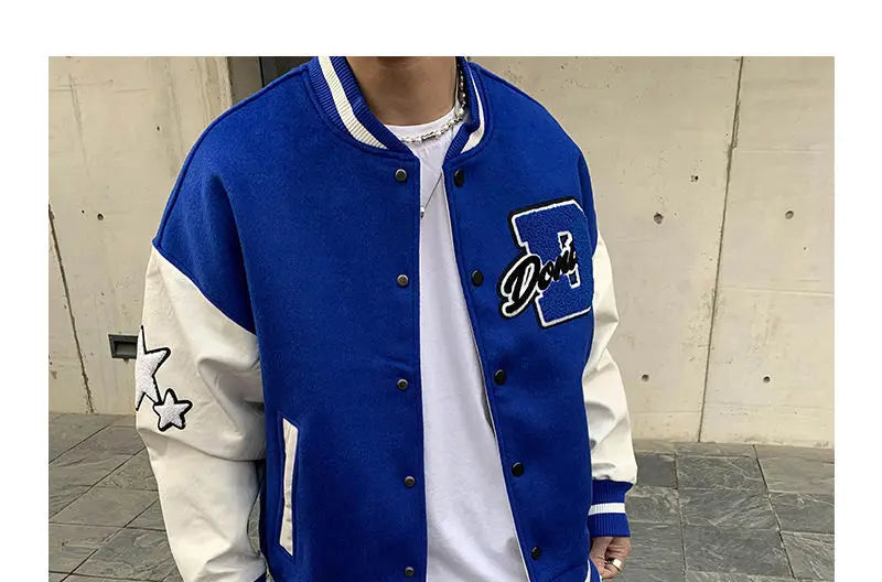 Embroidered jacket for men's Y2K street hip-hop retro baseball uniform