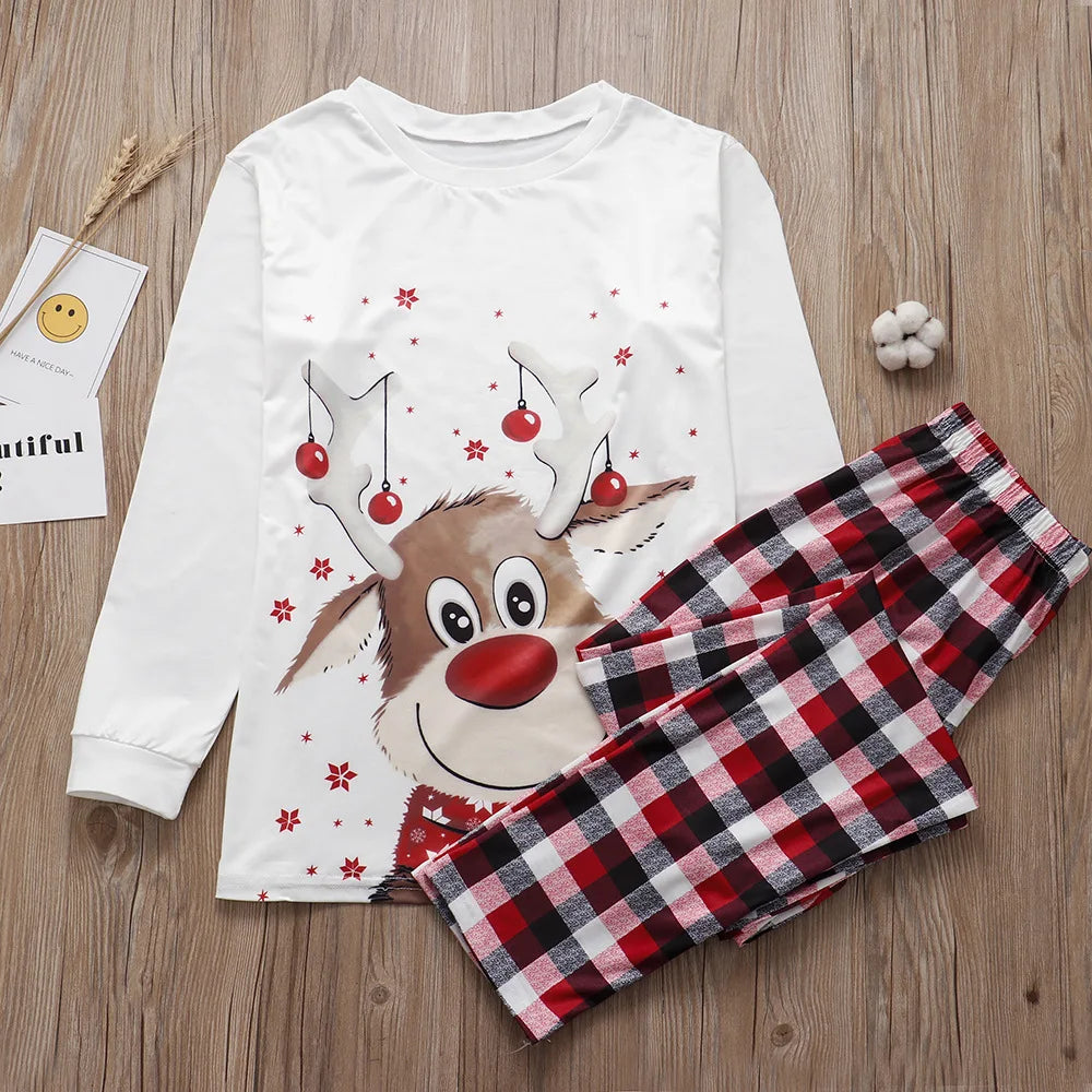 Christmas Family Pajamas Set Adult Kid Sleepwear 2PCS Family Pyjamas Sets Deer Tops +Pants Xmas Family Matching Clothes