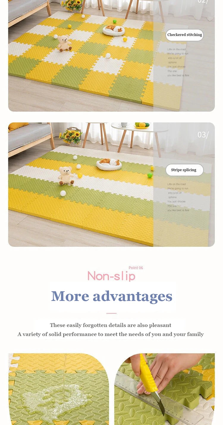 1cm Thick Foam Mats for Kids Children Foam Floor Mat Children's Stitching Crawling Climbing Home Bedroom Living Room Tatami Play Mat 4Pcs