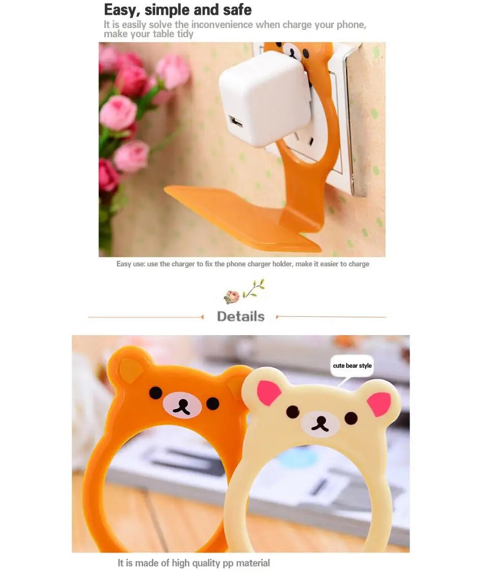 Creative bear mobile phone charger bracket fixed electric charger rack Multi-function mobile phone charger holder