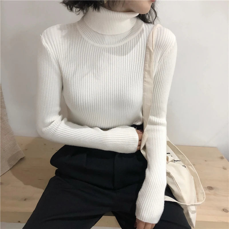 Turtleneck Sweater Women's 2024 Autumn Winter Tops Korean Slim Women Pullover Jumper Knitted Sweater Pull Femme Hiver Truien