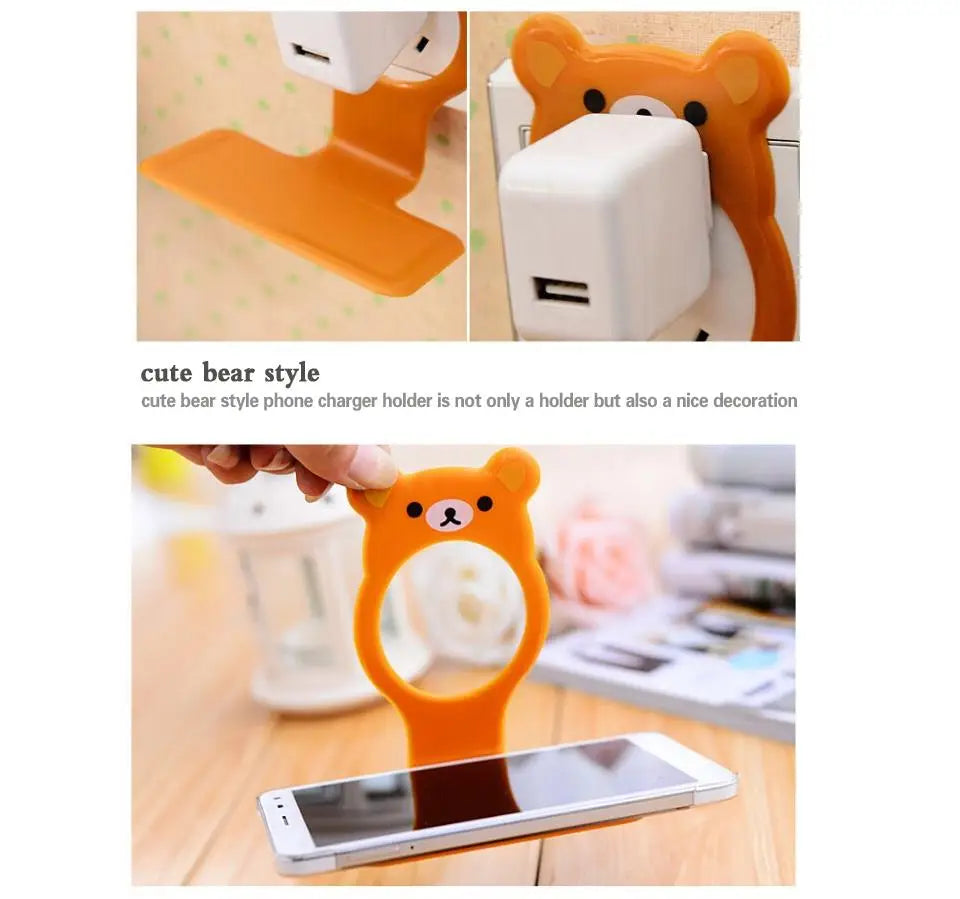 Creative bear mobile phone charger bracket fixed electric charger rack Multi-function mobile phone charger holder