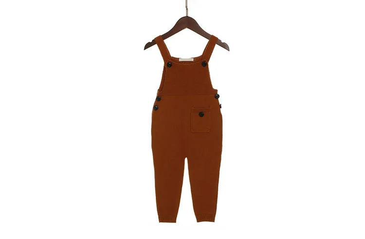 Children Kids Overalls Harem Pants Boys Girls Pocket Knitted Overalls Jumpsuits Baby Clothing Jumpsuits Girls Overall