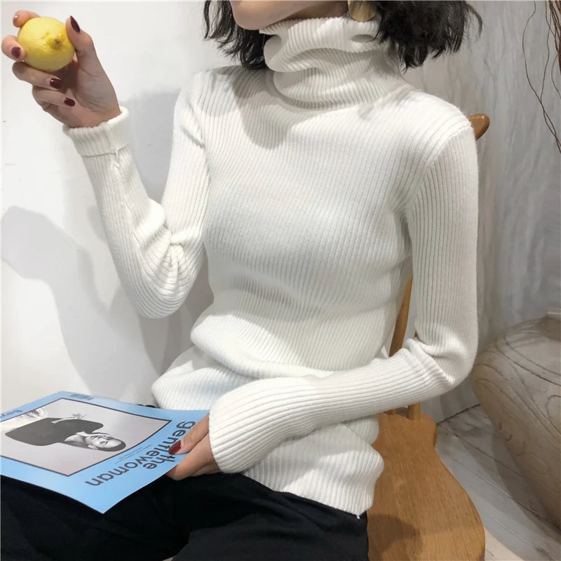 Turtleneck Sweater Women's 2024 Autumn Winter Tops Korean Slim Women Pullover Jumper Knitted Sweater Pull Femme Hiver Truien