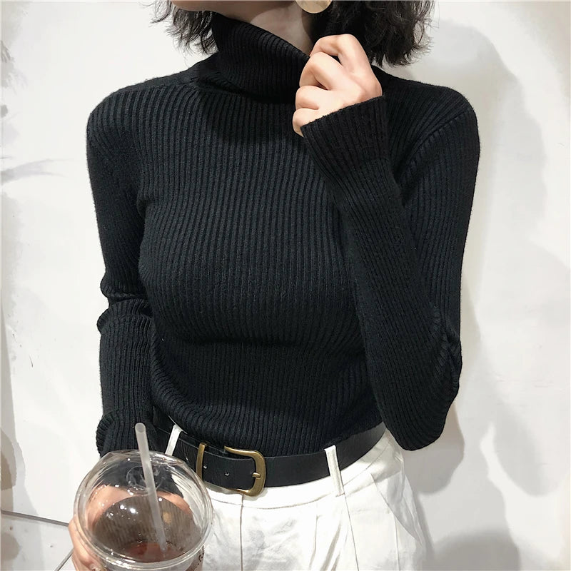 Turtleneck Sweater Women's 2024 Autumn Winter Tops Korean Slim Women Pullover Jumper Knitted Sweater Pull Femme Hiver Truien