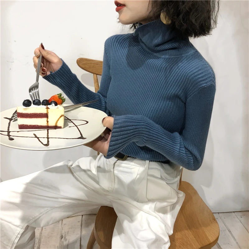 Turtleneck Sweater Women's 2024 Autumn Winter Tops Korean Slim Women Pullover Jumper Knitted Sweater Pull Femme Hiver Truien