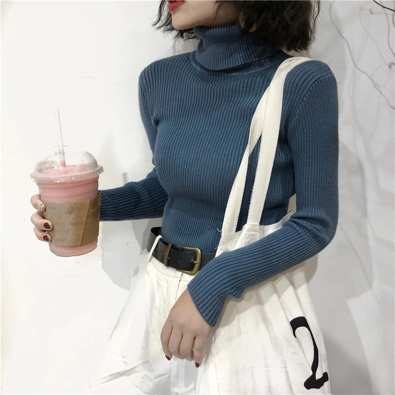 Turtleneck Sweater Women's 2024 Autumn Winter Tops Korean Slim Women Pullover Jumper Knitted Sweater Pull Femme Hiver Truien