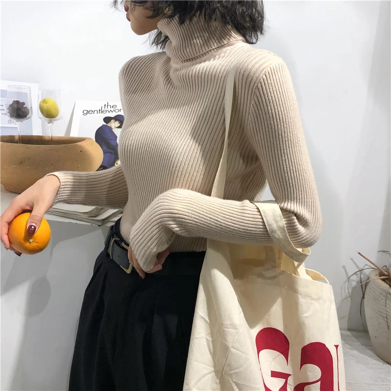 Turtleneck Sweater Women's 2024 Autumn Winter Tops Korean Slim Women Pullover Jumper Knitted Sweater Pull Femme Hiver Truien