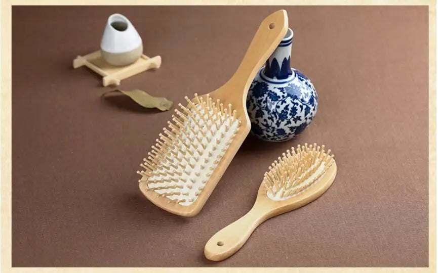 1PC  Wood Comb Professional Healthy Paddle Cushion Hair Loss Massage Brush Hairbrush Comb Scalp Hair Care Healthy bamboo comb