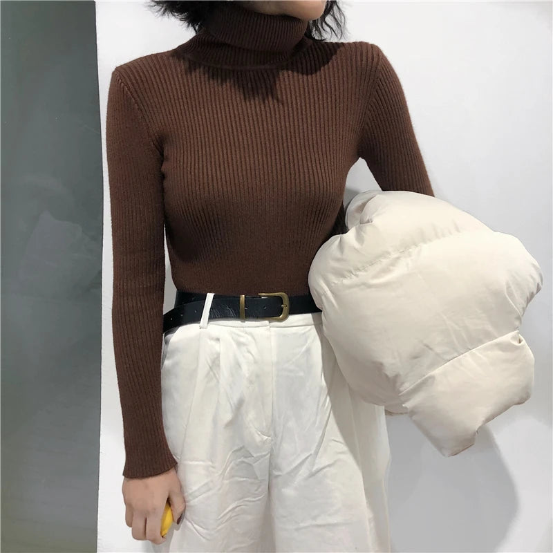 Turtleneck Sweater Women's 2024 Autumn Winter Tops Korean Slim Women Pullover Jumper Knitted Sweater Pull Femme Hiver Truien