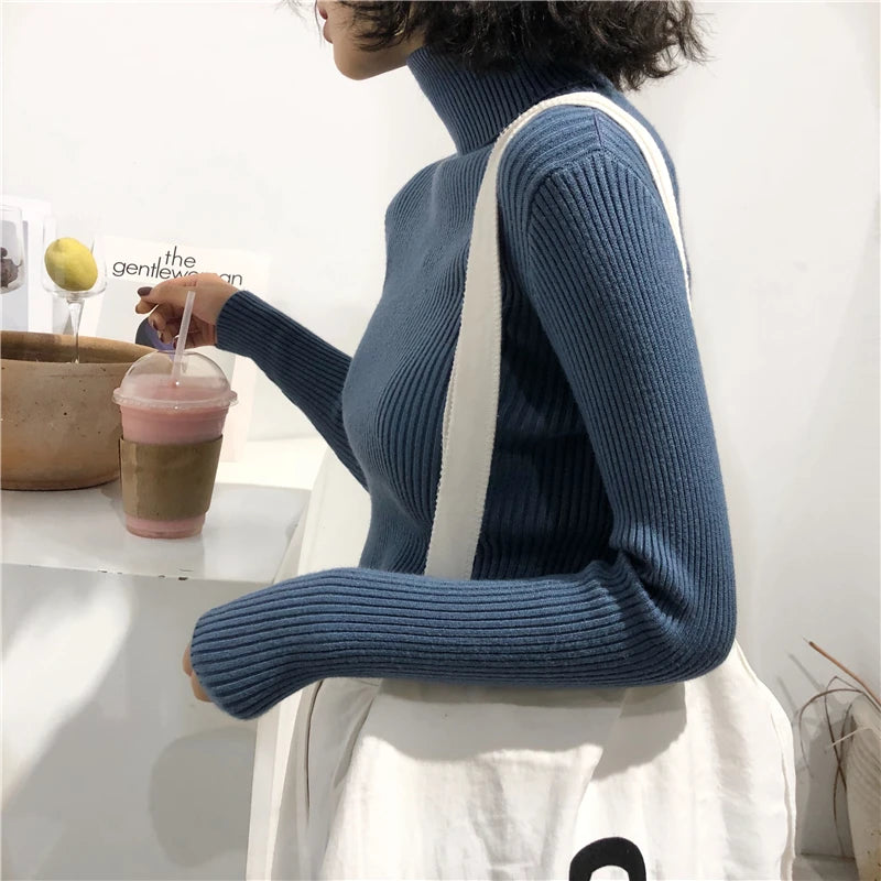 Turtleneck Sweater Women's 2024 Autumn Winter Tops Korean Slim Women Pullover Jumper Knitted Sweater Pull Femme Hiver Truien