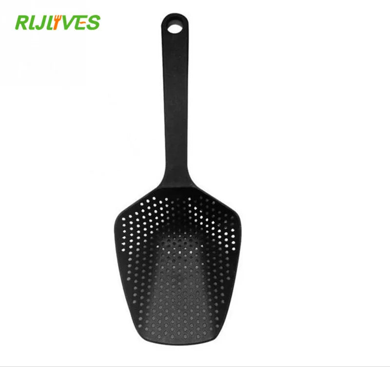 Black Cooking Shovels Vegetable Strainer Scoop Nylon Spoon Large Colander Soup Filter Kitchen Tools