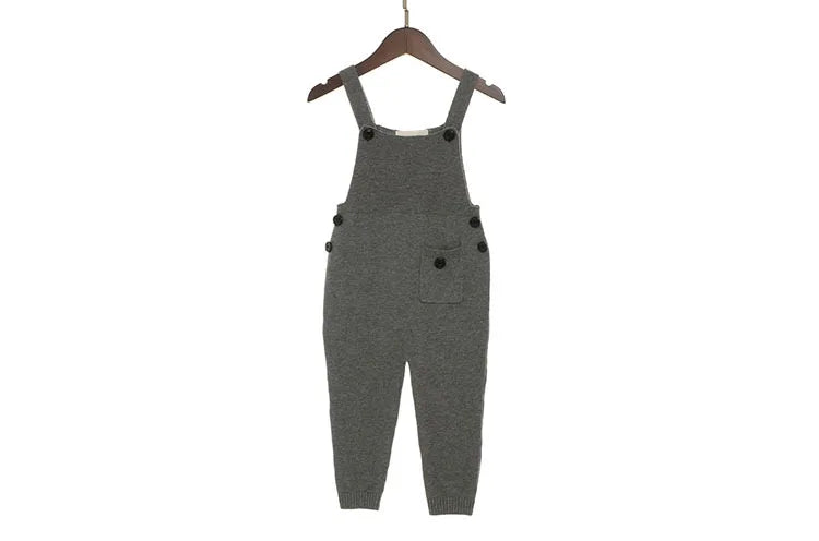 Children Kids Overalls Harem Pants Boys Girls Pocket Knitted Overalls Jumpsuits Baby Clothing Jumpsuits Girls Overall