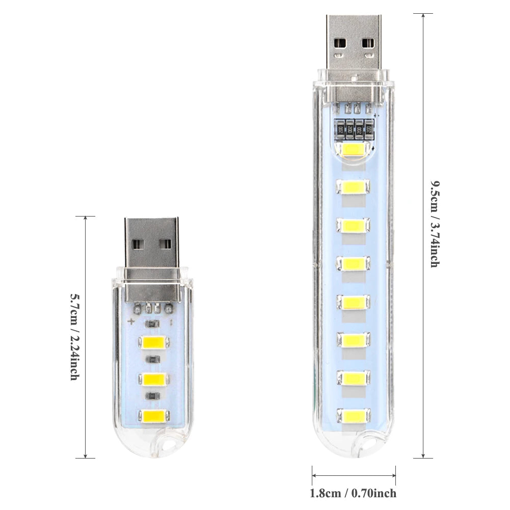 3/8 LED White USB Flashlight LED Mini Work Light Portable Led Torch Lamp Reading Light USB Powered Computer Light