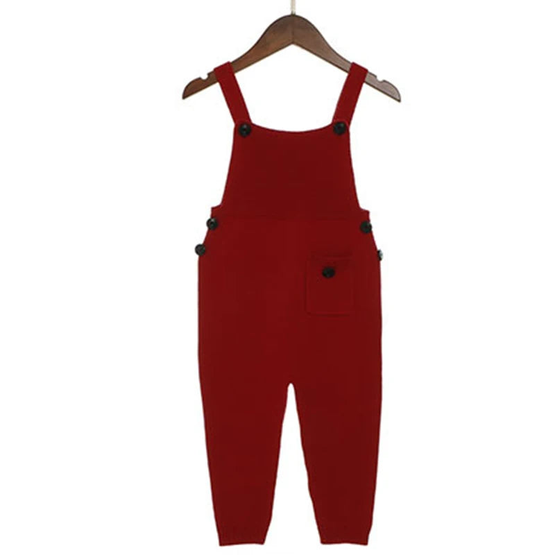 Children Kids Overalls Harem Pants Boys Girls Pocket Knitted Overalls Jumpsuits Baby Clothing Jumpsuits Girls Overall