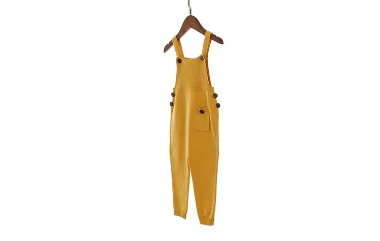 Children Kids Overalls Harem Pants Boys Girls Pocket Knitted Overalls Jumpsuits Baby Clothing Jumpsuits Girls Overall