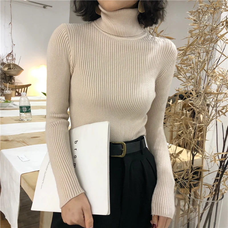 Turtleneck Sweater Women's 2024 Autumn Winter Tops Korean Slim Women Pullover Jumper Knitted Sweater Pull Femme Hiver Truien