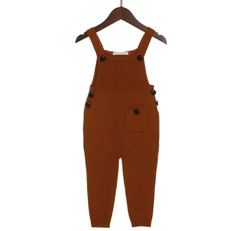 Children Kids Overalls Harem Pants Boys Girls Pocket Knitted Overalls Jumpsuits Baby Clothing Jumpsuits Girls Overall