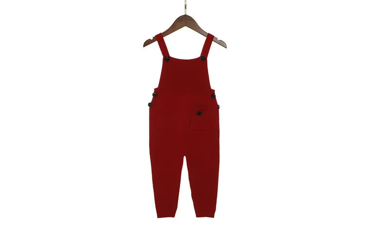 Children Kids Overalls Harem Pants Boys Girls Pocket Knitted Overalls Jumpsuits Baby Clothing Jumpsuits Girls Overall