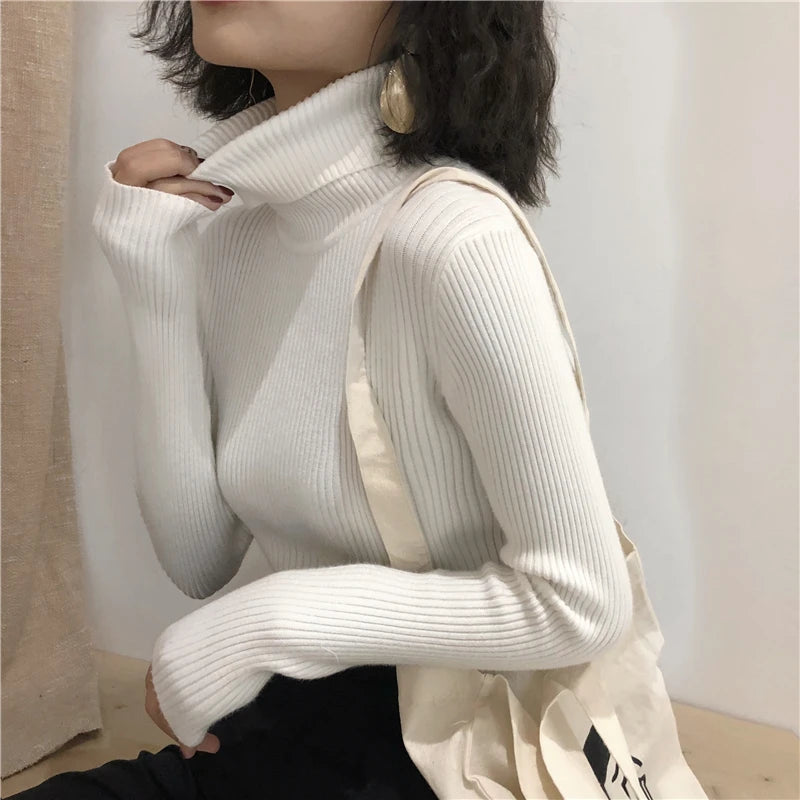 Turtleneck Sweater Women's 2024 Autumn Winter Tops Korean Slim Women Pullover Jumper Knitted Sweater Pull Femme Hiver Truien