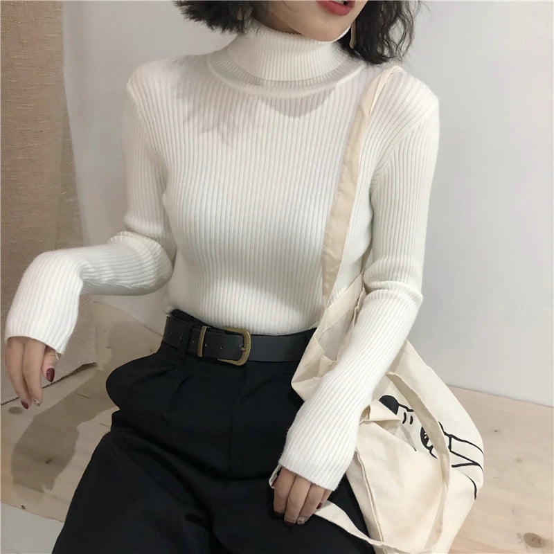 Turtleneck Sweater Women's 2024 Autumn Winter Tops Korean Slim Women Pullover Jumper Knitted Sweater Pull Femme Hiver Truien