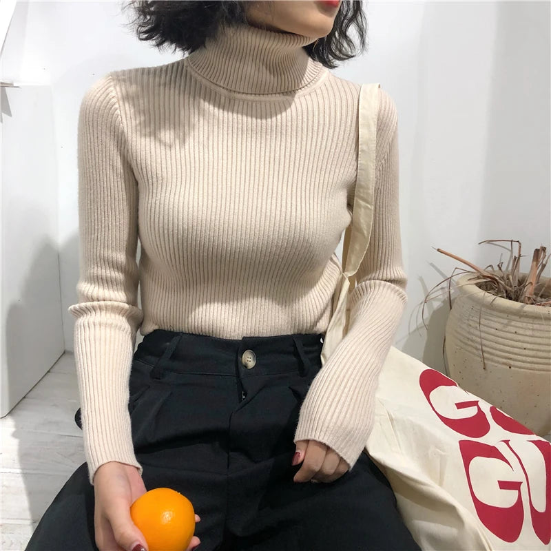 Turtleneck Sweater Women's 2024 Autumn Winter Tops Korean Slim Women Pullover Jumper Knitted Sweater Pull Femme Hiver Truien