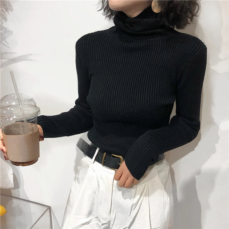 Turtleneck Sweater Women's 2024 Autumn Winter Tops Korean Slim Women Pullover Jumper Knitted Sweater Pull Femme Hiver Truien