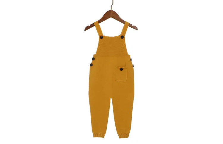 Children Kids Overalls Harem Pants Boys Girls Pocket Knitted Overalls Jumpsuits Baby Clothing Jumpsuits Girls Overall