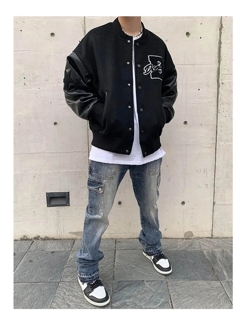 Embroidered jacket for men's Y2K street hip-hop retro baseball uniform