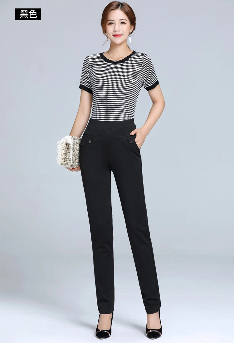 Women Pants Straight Pants Slim Casual Female Stretch Trousers black fashion Jeans office Trousers  joggers