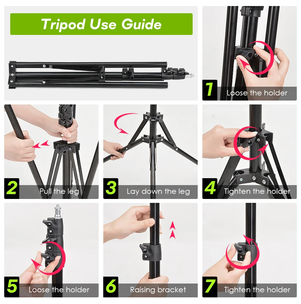 Tripod With LED Ring Light For Phone Tripod Camera Stand Selfie Photography Light LED Lamp Color Photo Studio For YouTube Live