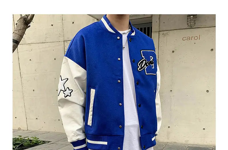 Embroidered jacket for men's Y2K street hip-hop retro baseball uniform