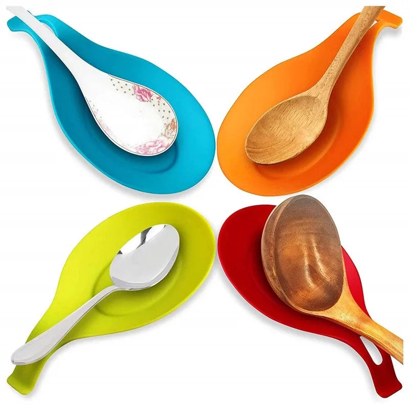 Kitchen Cooking Tools Silicone Spoon Fork Mat Shelf Spoon Rests Pot Clips Holder Organizer Pad Storage Heat Resistant Home Tools