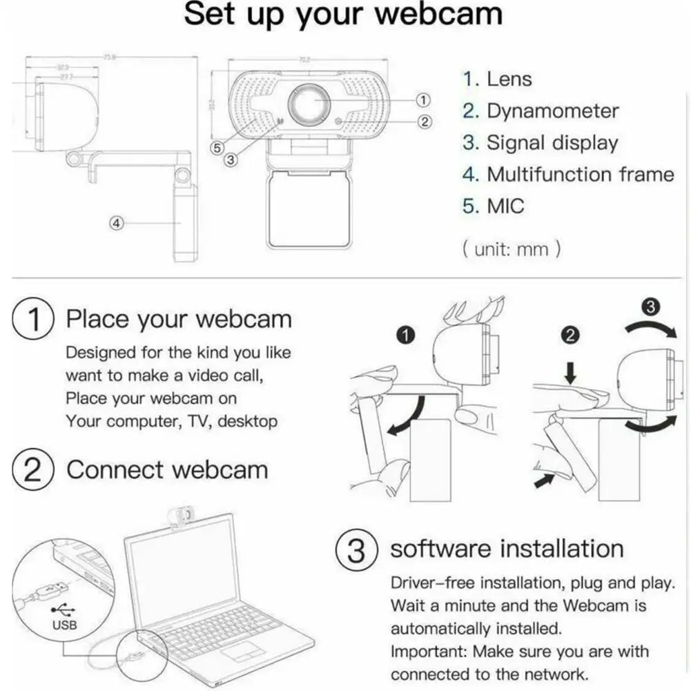 USB 1080p Webcam 4K Webcam With Microphone PC Camera 60fps HD Full Camera Webcam For Computer PC Real-Time Video Conference