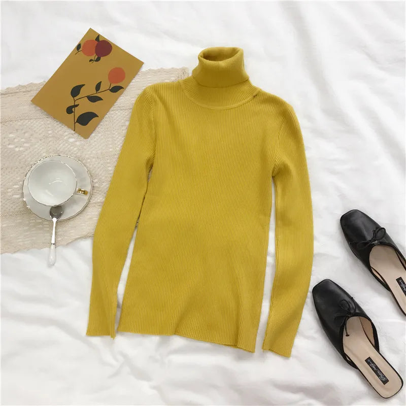 Turtleneck Sweater Women's 2024 Autumn Winter Tops Korean Slim Women Pullover Jumper Knitted Sweater Pull Femme Hiver Truien