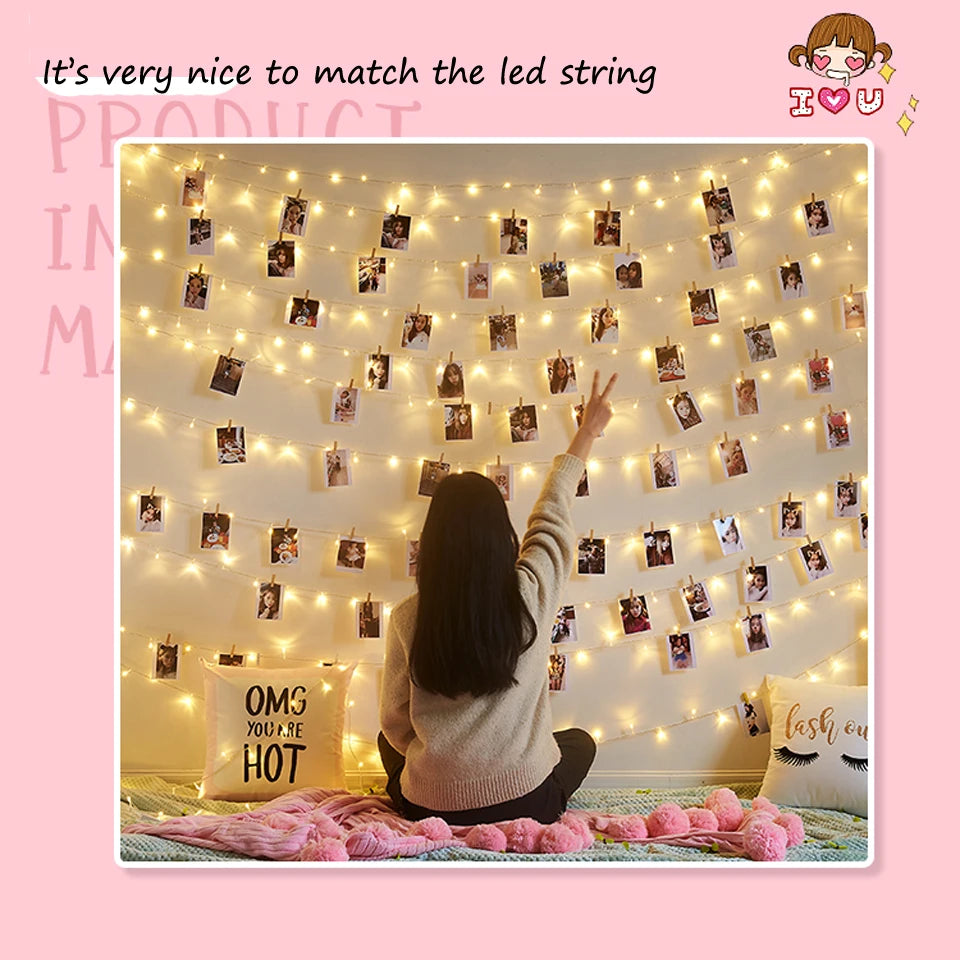 2M/5M/10M Photo Clip USB LED String Lights Fairy Lights Battery Operated Garland Light Christmas Decoration Party Wedding Xmas