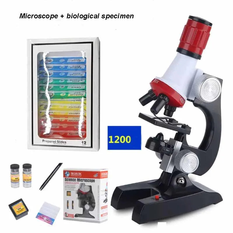 ZK30 New Microscope Kit Lab LED 100/400/1200X/1600X Home School Educational Toy Gift Refined Biological Microscope For Kid Child