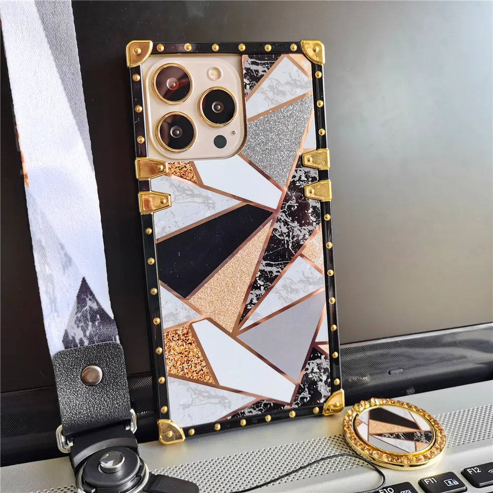 Luxury Shinning Gold Splicing Woman Cover Phone Case for Samsung Galaxy A15 A25 A35 A55 A54 A14 A52 A72 A34 A32 A13 A53 A33 A23