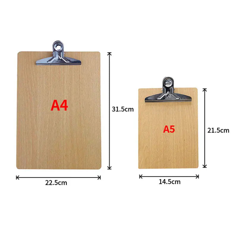 A4 A5 Wooden Clipboard Folder Paper Ticket Bills Document File Clip WordPad Office School Writing Board Clamp Holder Stationery