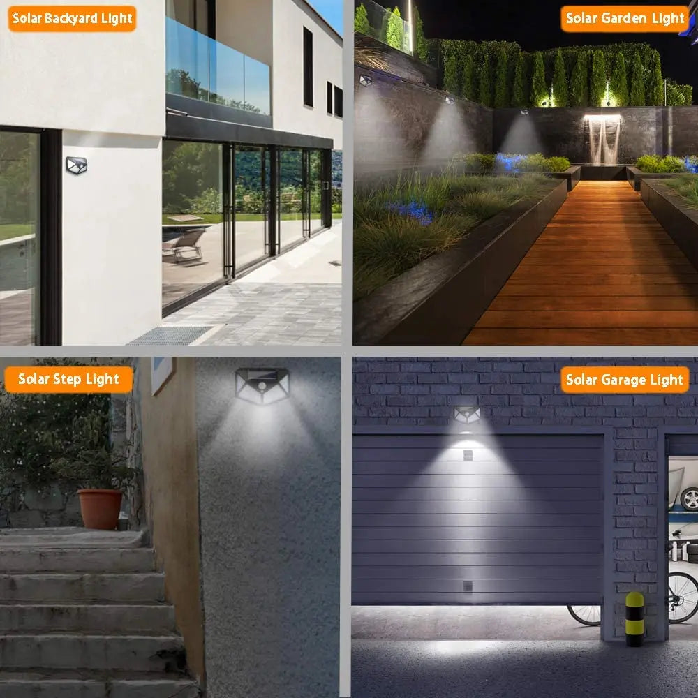 1/2/4/8/10PCS 100 LED Solar Power Wall Light Motion Sensor Waterproof Outdoor Garden Lamp